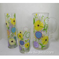 creative hand painted colored glass water pitcher